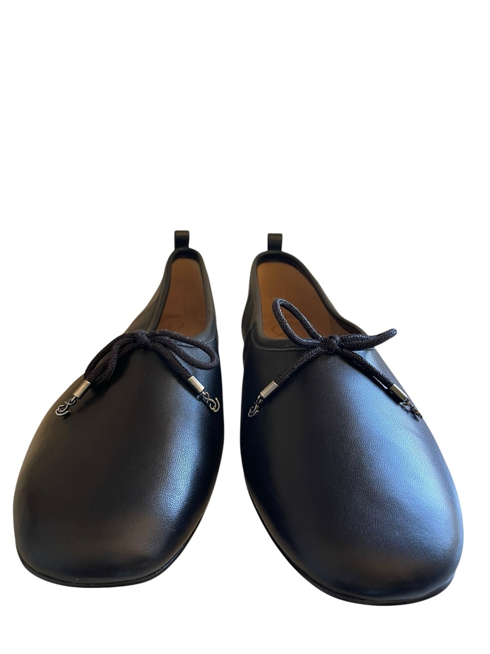 Sam Edelman Ari Black Leather Ballet Flats Bow Tie Detail Size 8 1/2 NWT - Picture 2 of 12